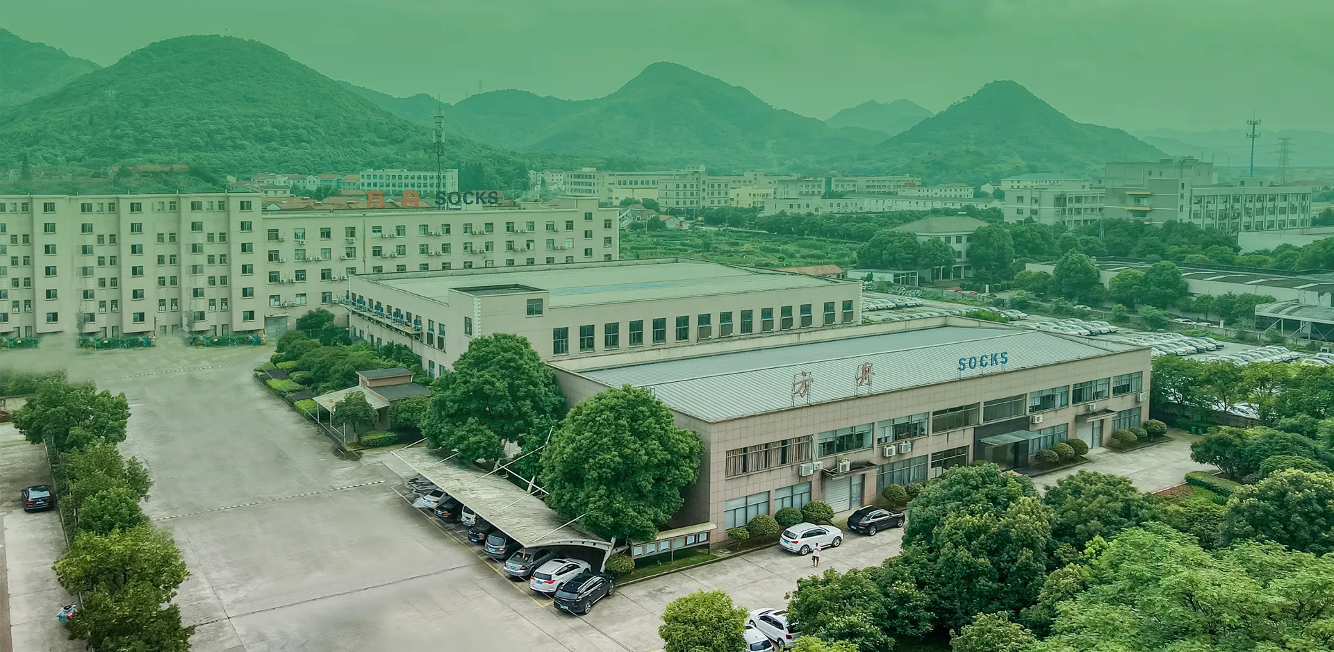 Aerial view of the ARKSocks manufacturing facility in Zhuji