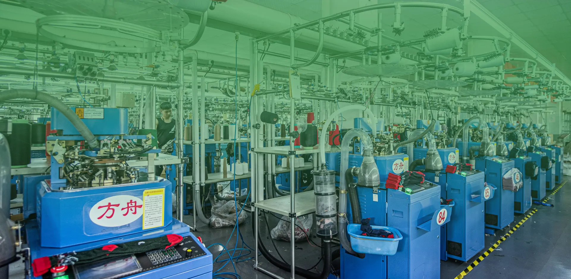 Computerized sock knitting machines on the ARKSocks production floor